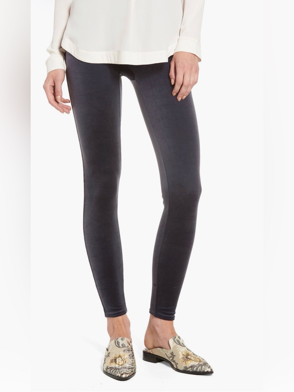 NWT Spanx High-Waist Velvet Leggings - Charcoal XL/TG